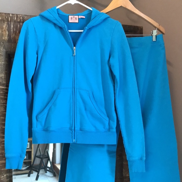 Juicy Couture track suit. Bright blue. Matching set. SZ Medium top, Small pant! - Picture 5 of 9